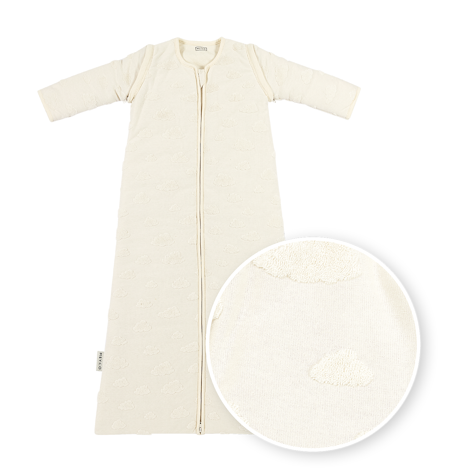 Sleeping bag with detachable sleeves jacquard terry