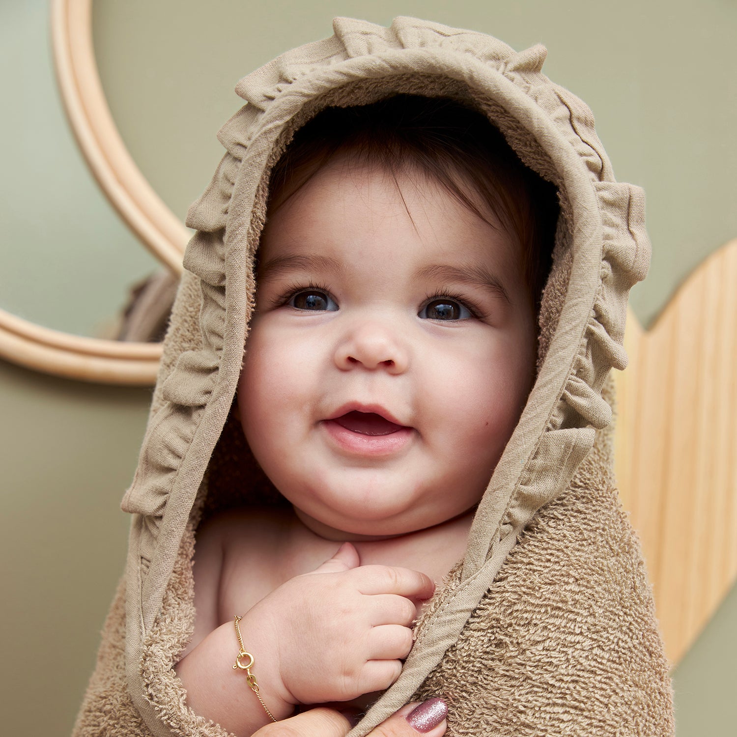 Kapuzentuch frottee Ruffle - Taupe