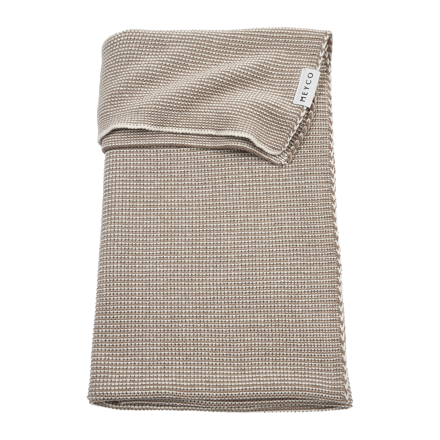 Deken gebreid Stripe - Dark taupe/Natural
