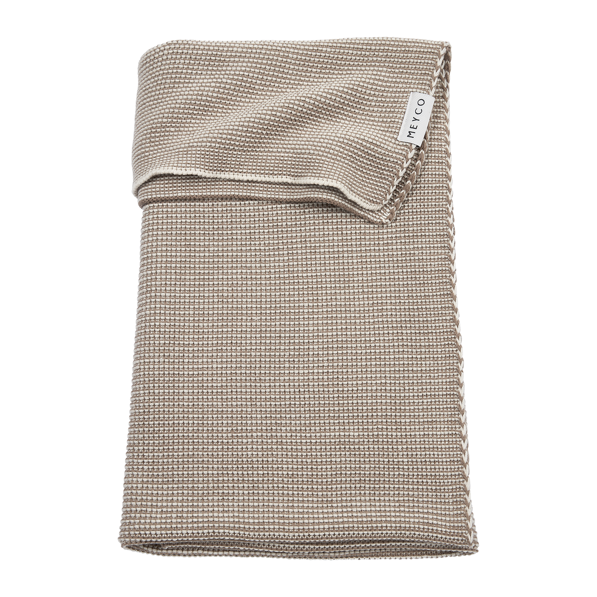 Deken gebreid Stripe - Dark taupe/Natural