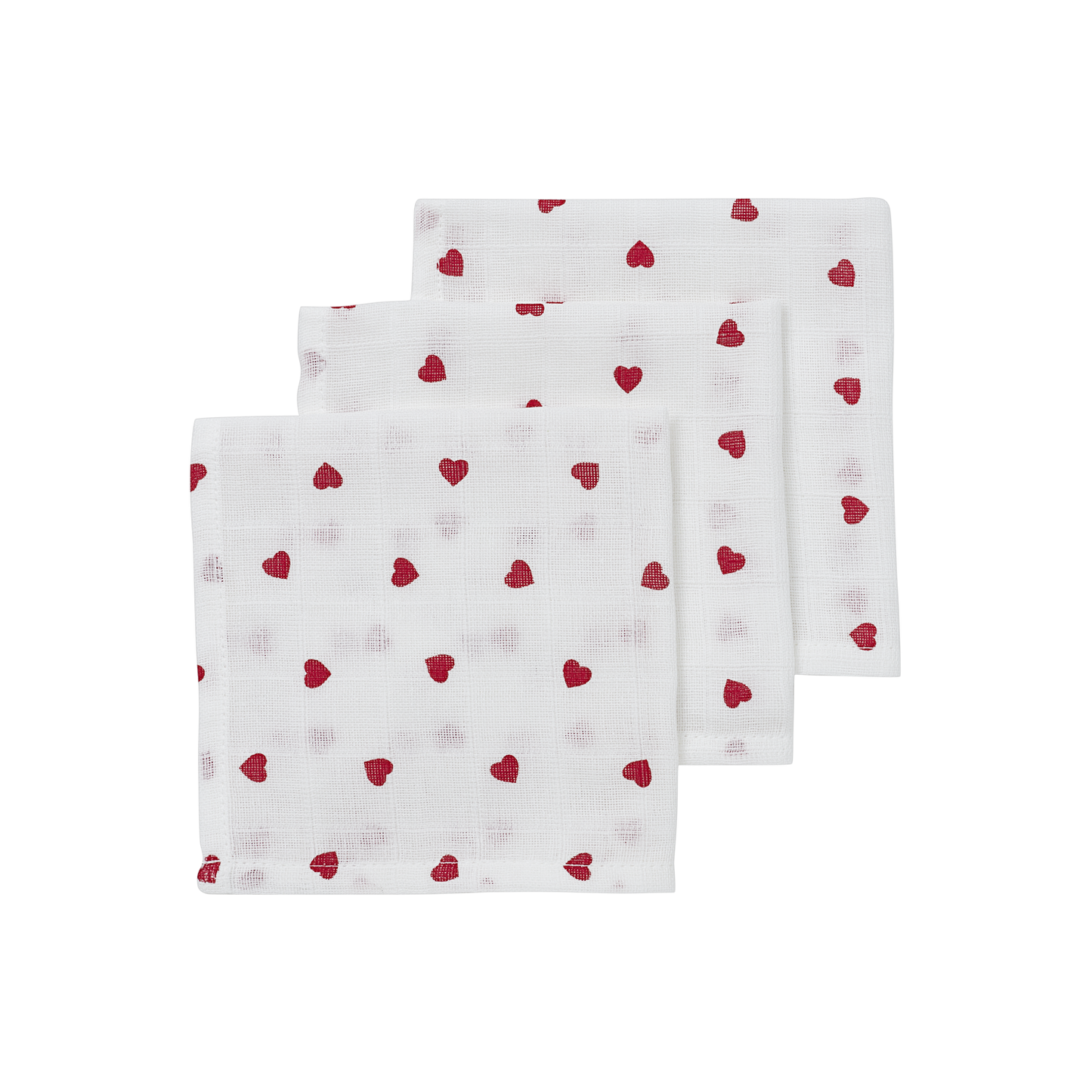 Muslin cloths - Sweet Heart White/Red