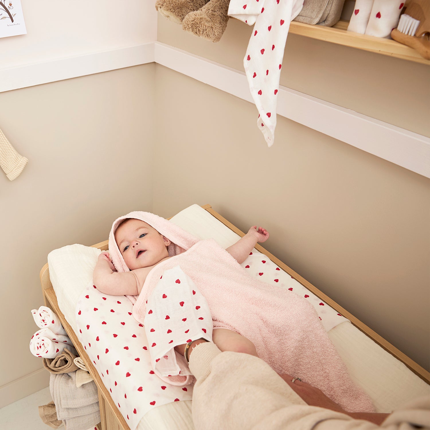 Hydrofiele doeken - Sweet Heart White/Red