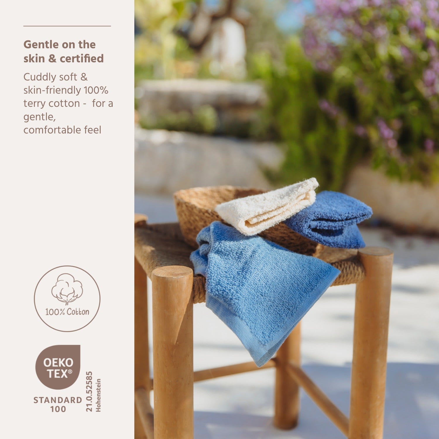 Facecloths terry - Natural/jeans blue/indigo