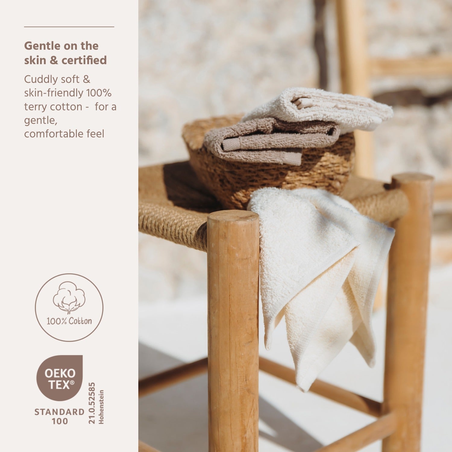 Facecloths terry - Natural/Soft Sand/Taupe