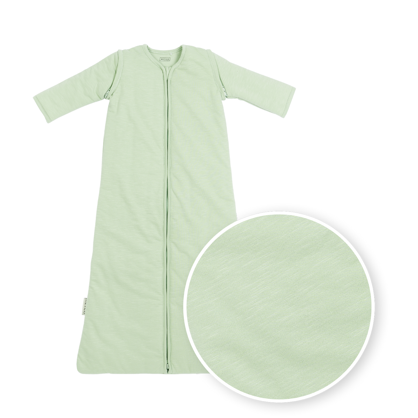 Slaapzak afritsbare mouw interlock jersey - Slub Soft Green