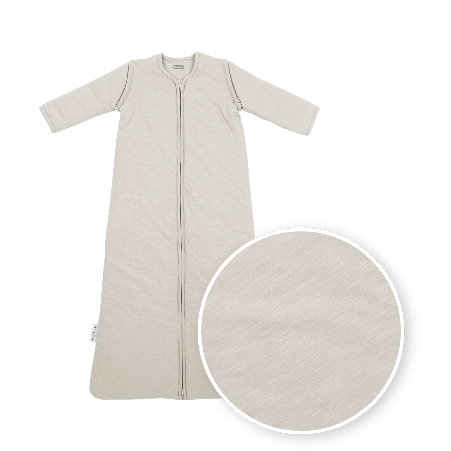 Slaapzak afritsbare mouw interlock jersey - Slub Greige