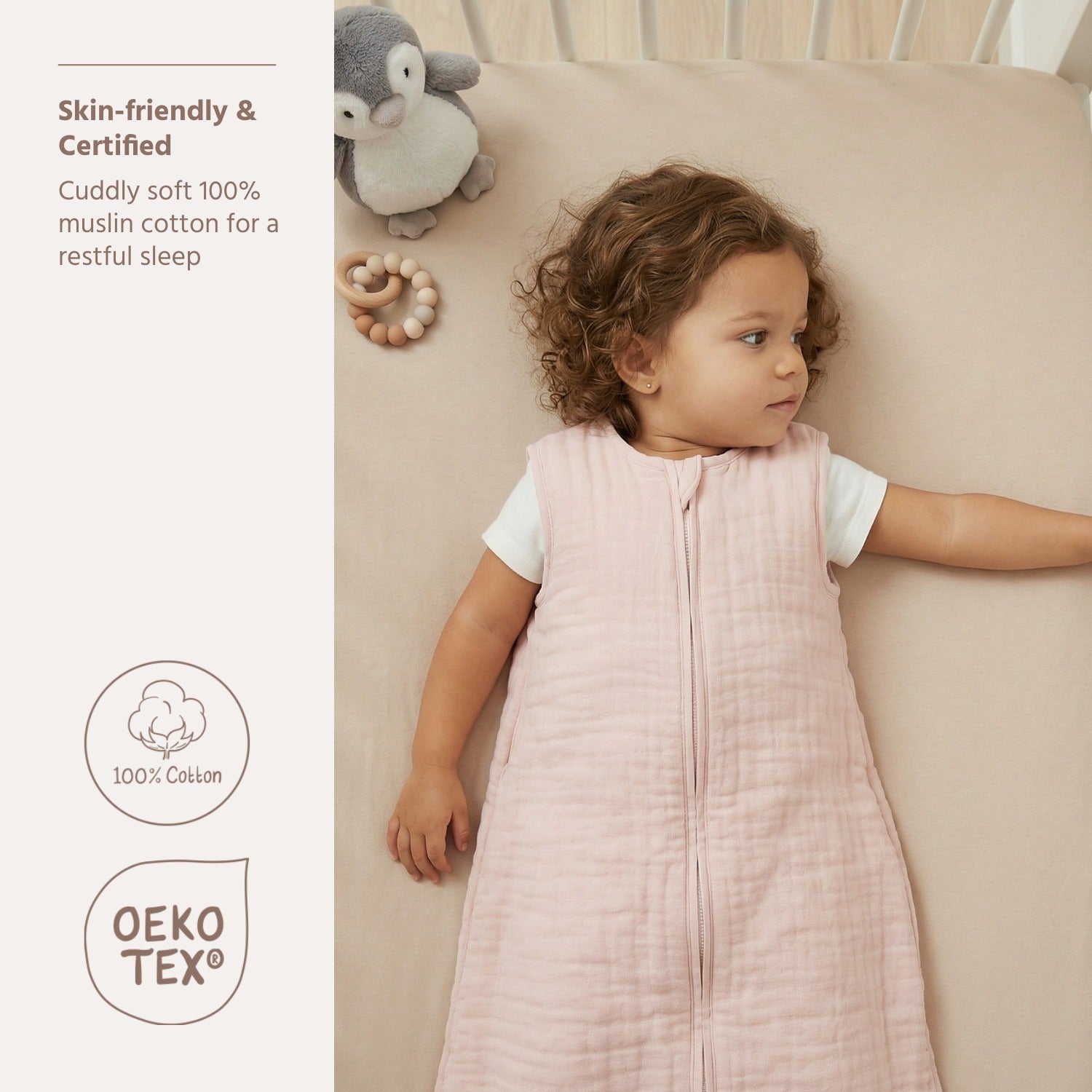 Sleeping bag pre-washed muslin - Soft Pink
