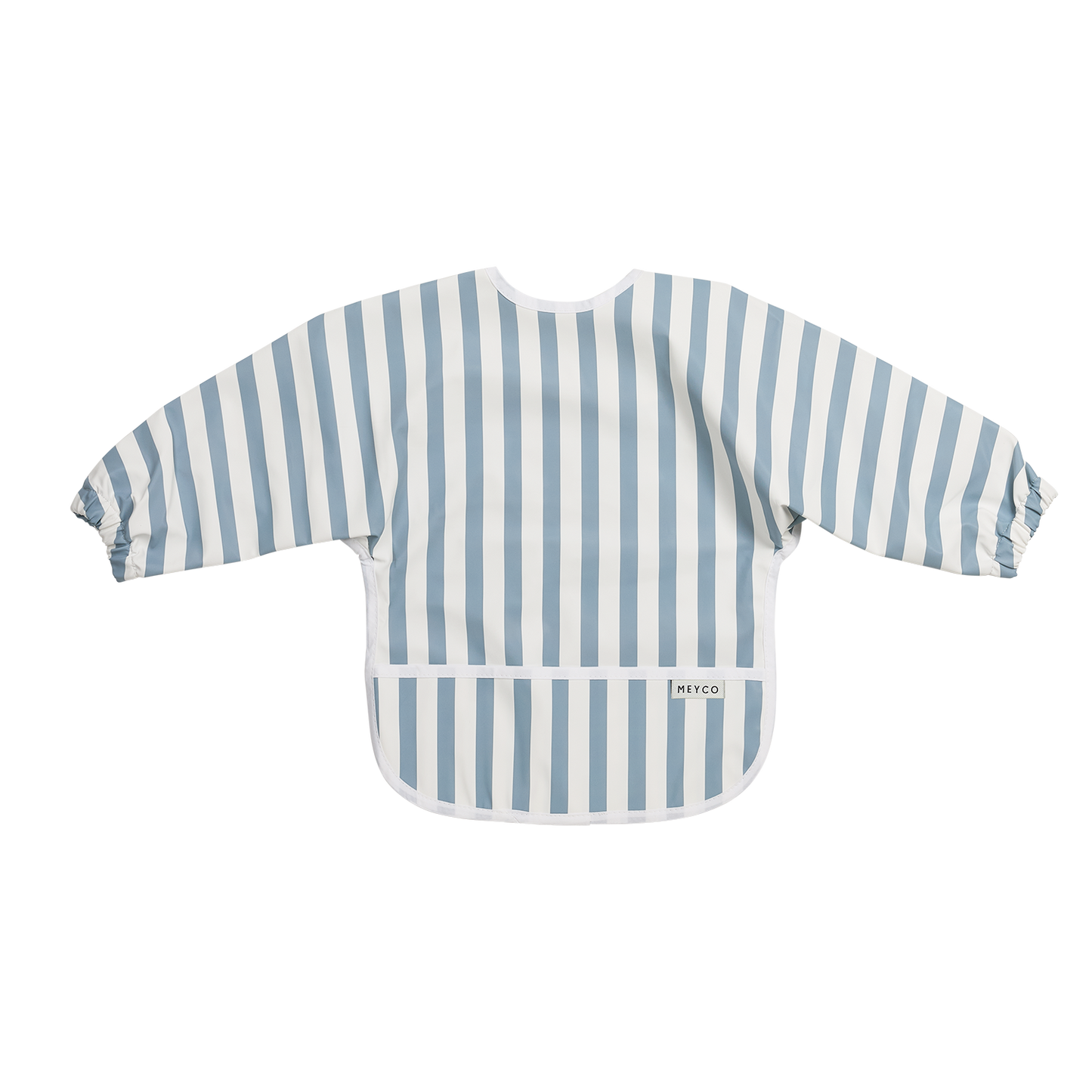 Bib with sleeves - Fat Stripe Jeans Blue