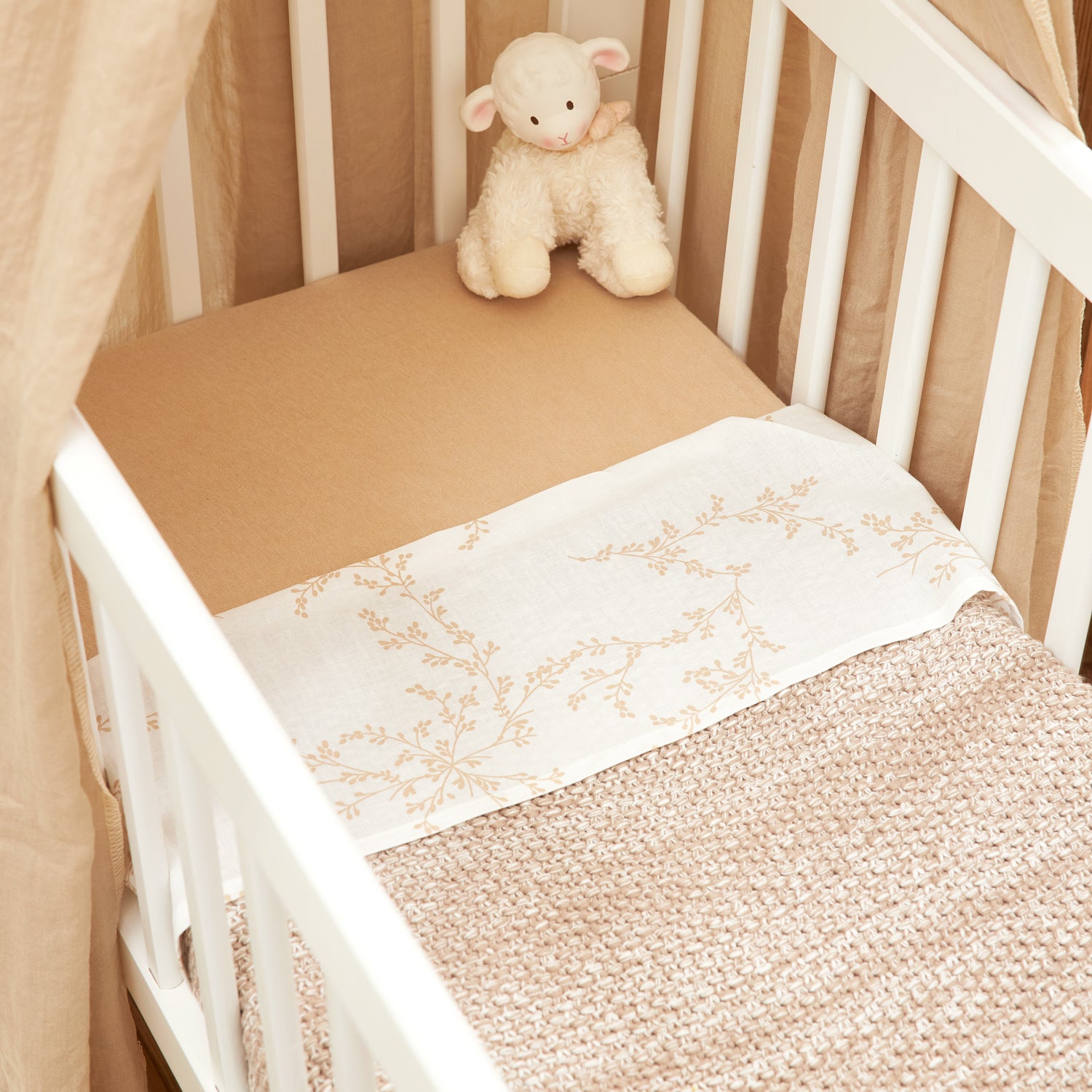 Laken allover print - Branches Sand