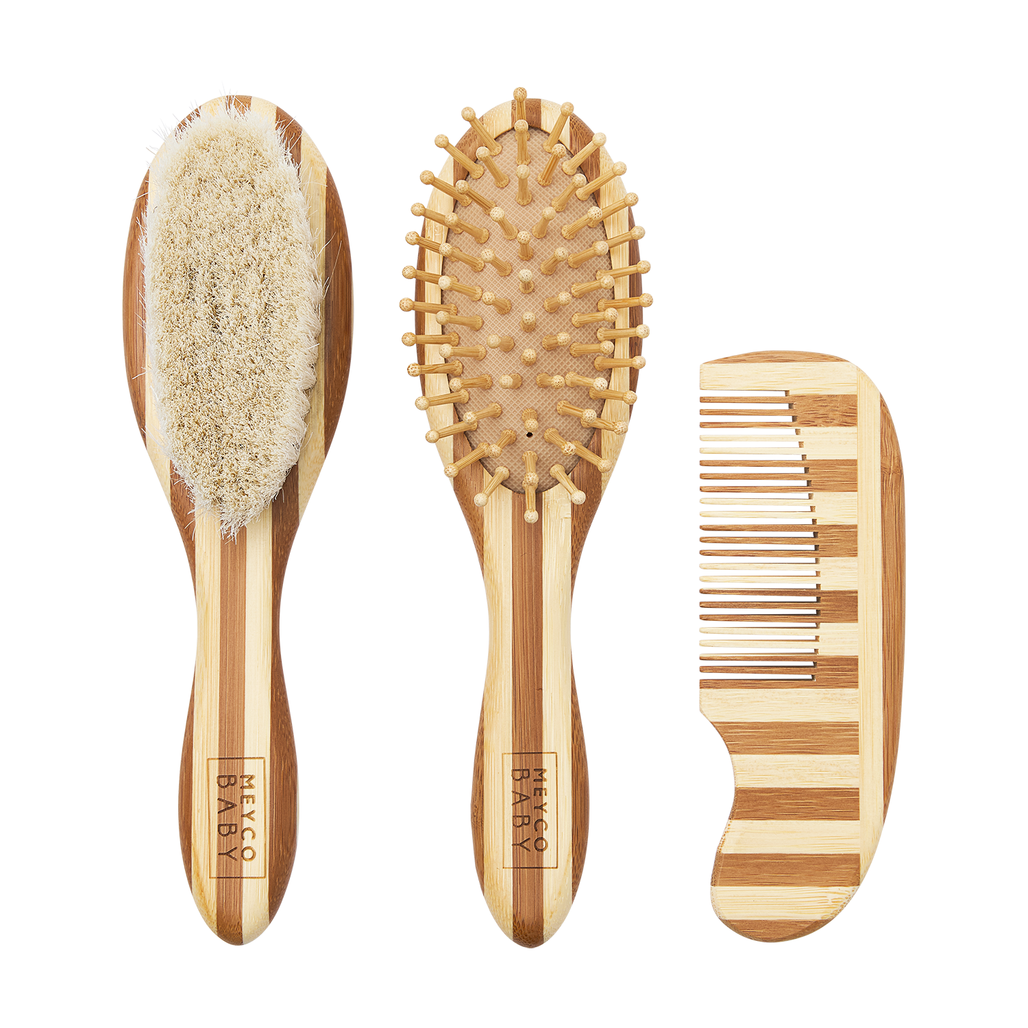 Kapset bamboe 3-delig - Stripe Natural/Walnut