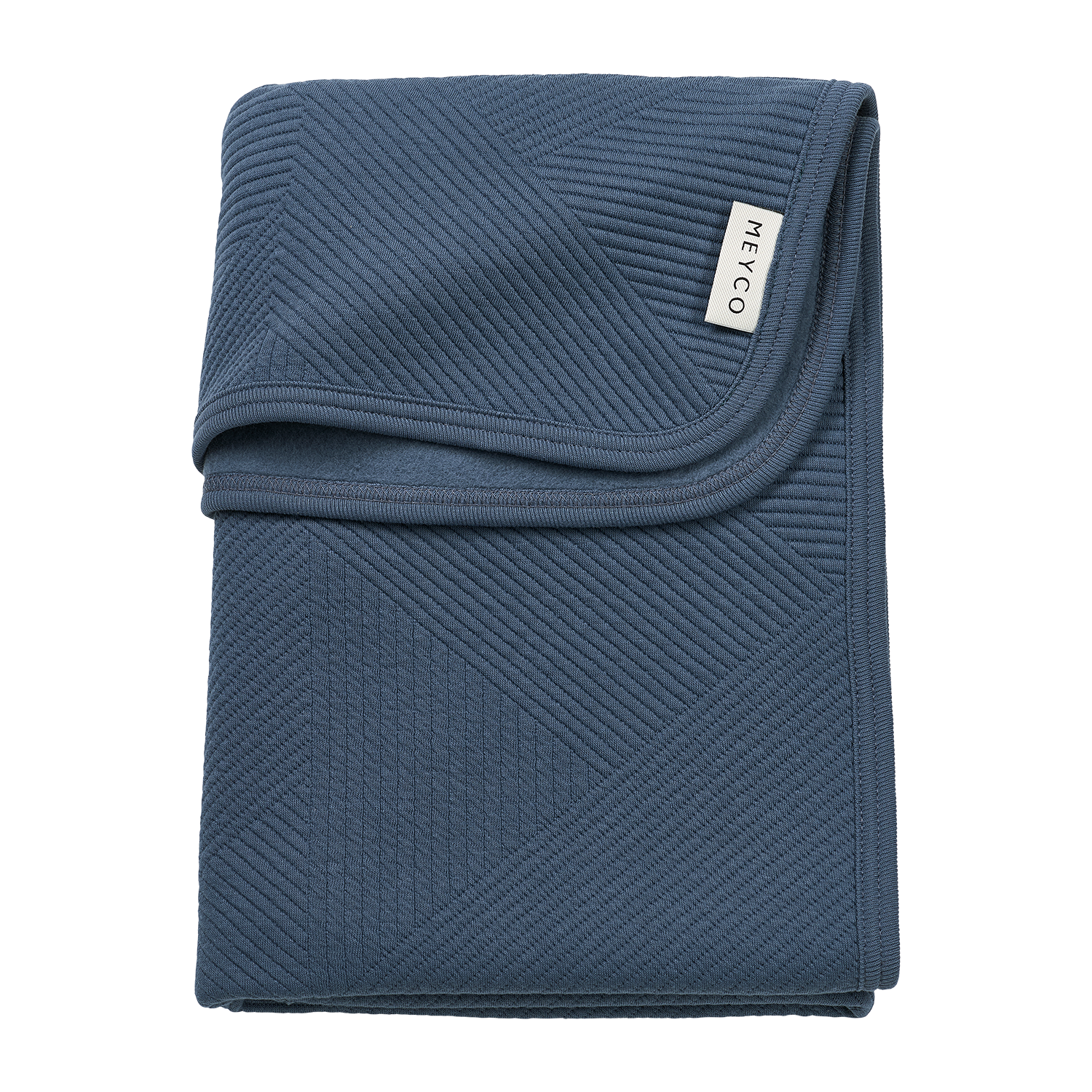 Deken gebreid jacquard flannel - Pure Indigo