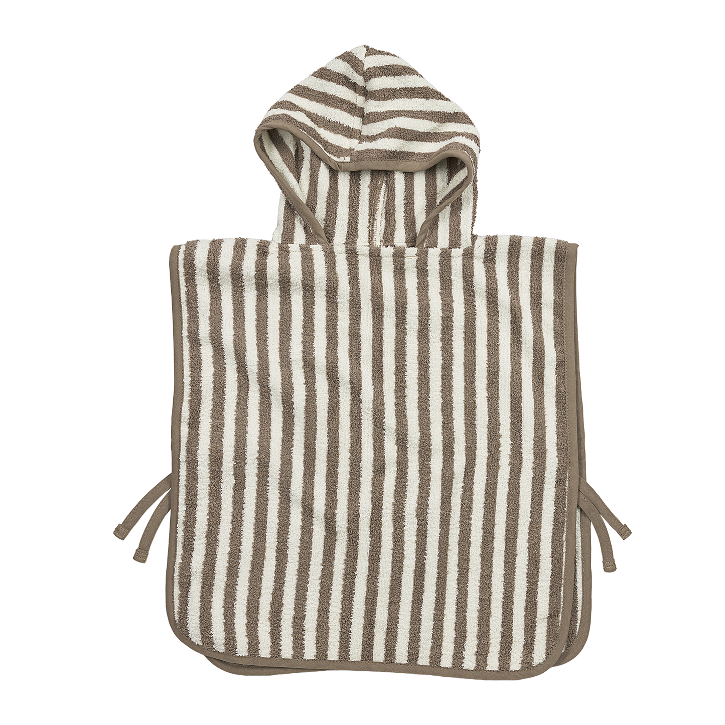 Bathponcho terry jacquard - Fat Stripe Taupe