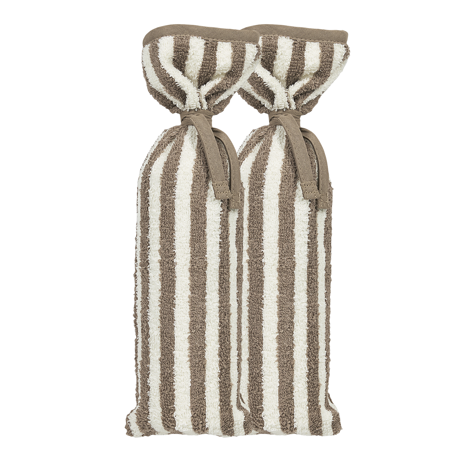 Kruikenzak badstof jacquard - Fat Stripe Taupe