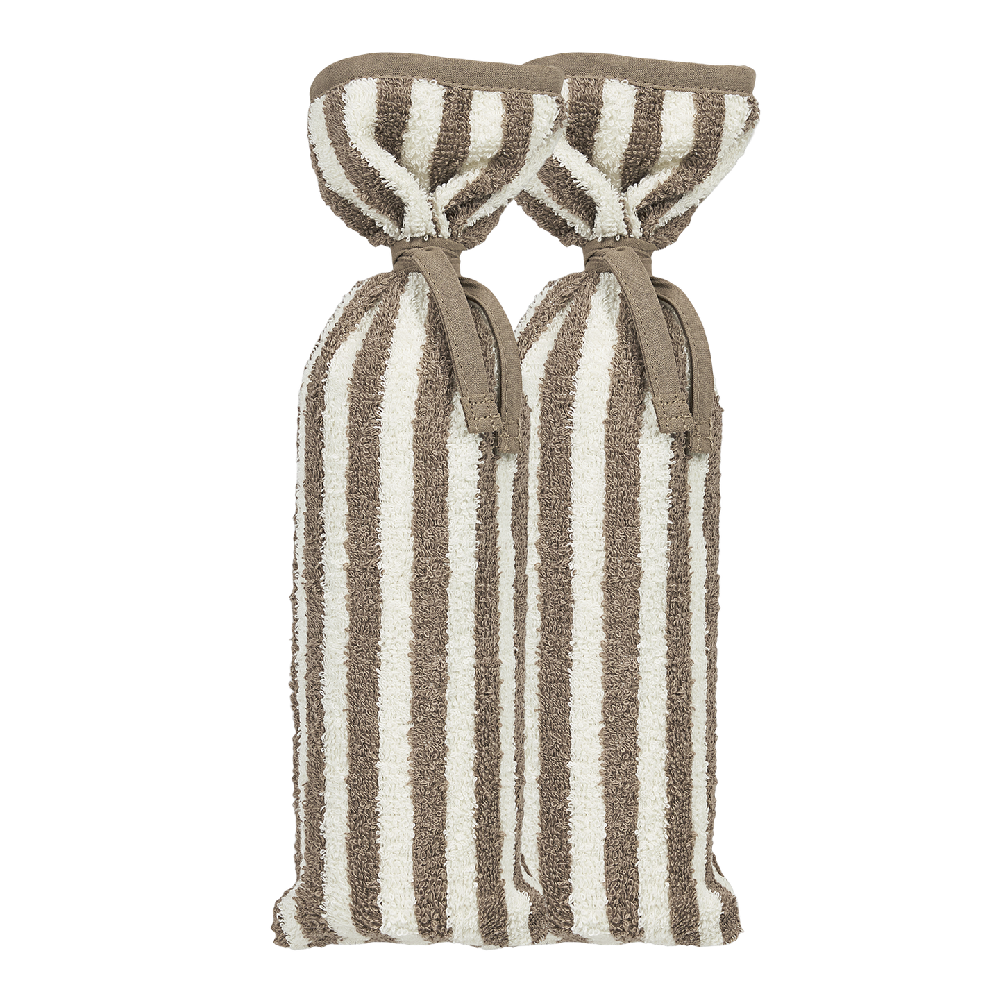 Kruikenzak badstof jacquard - Fat Stripe Taupe