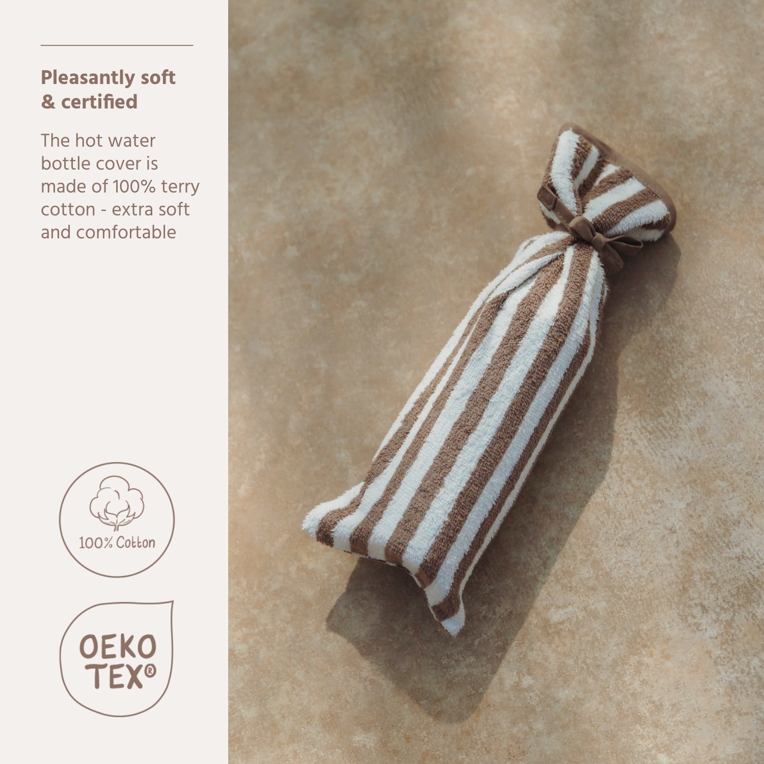 Kruikenzak badstof jacquard - Fat Stripe Taupe