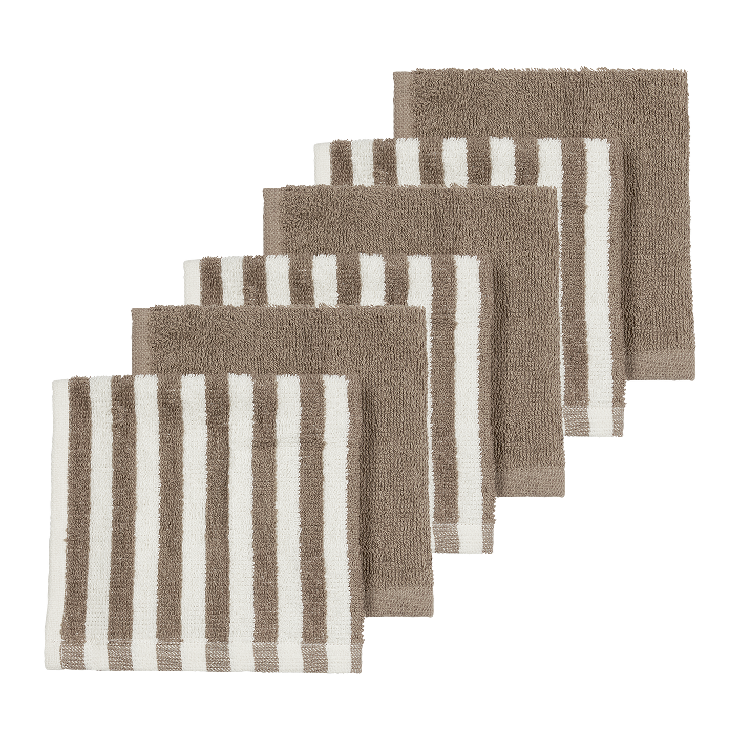 Facecloths terry jacquard - Fat Stripe Taupe