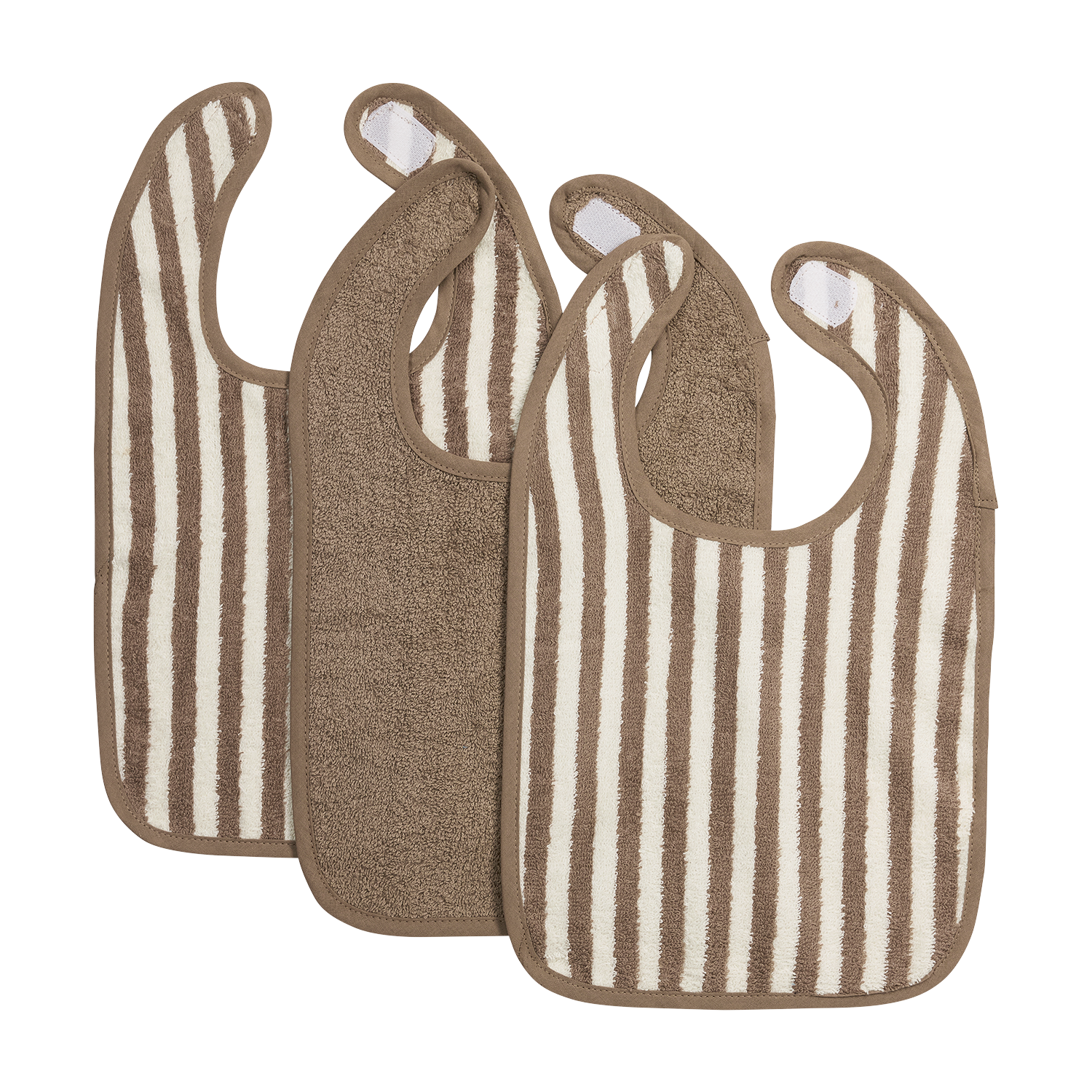 Slab klittenband badstof jacquard - Fat Stripe Taupe