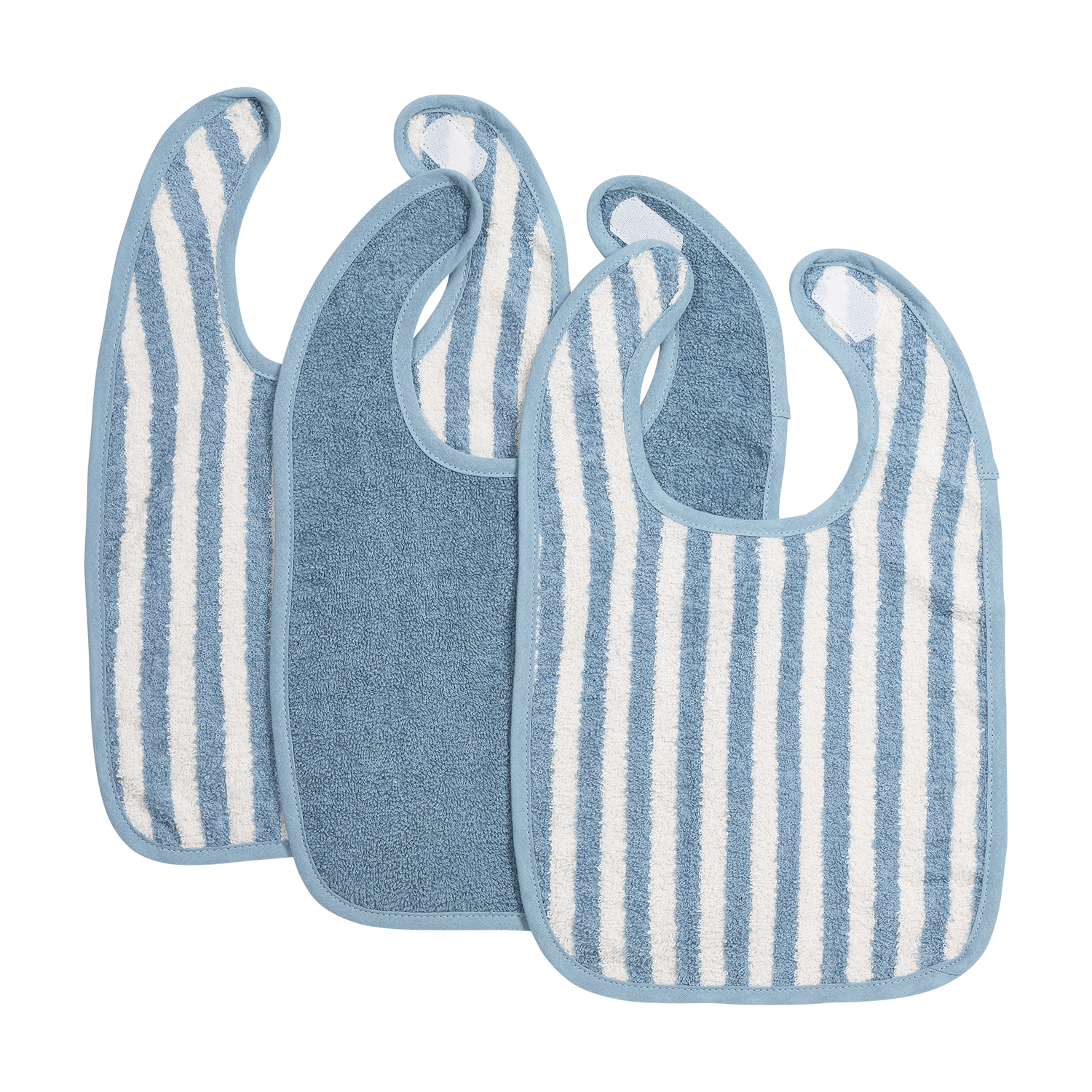 Slab klittenband badstof jacquard - Fat Stripe Jeans Blue