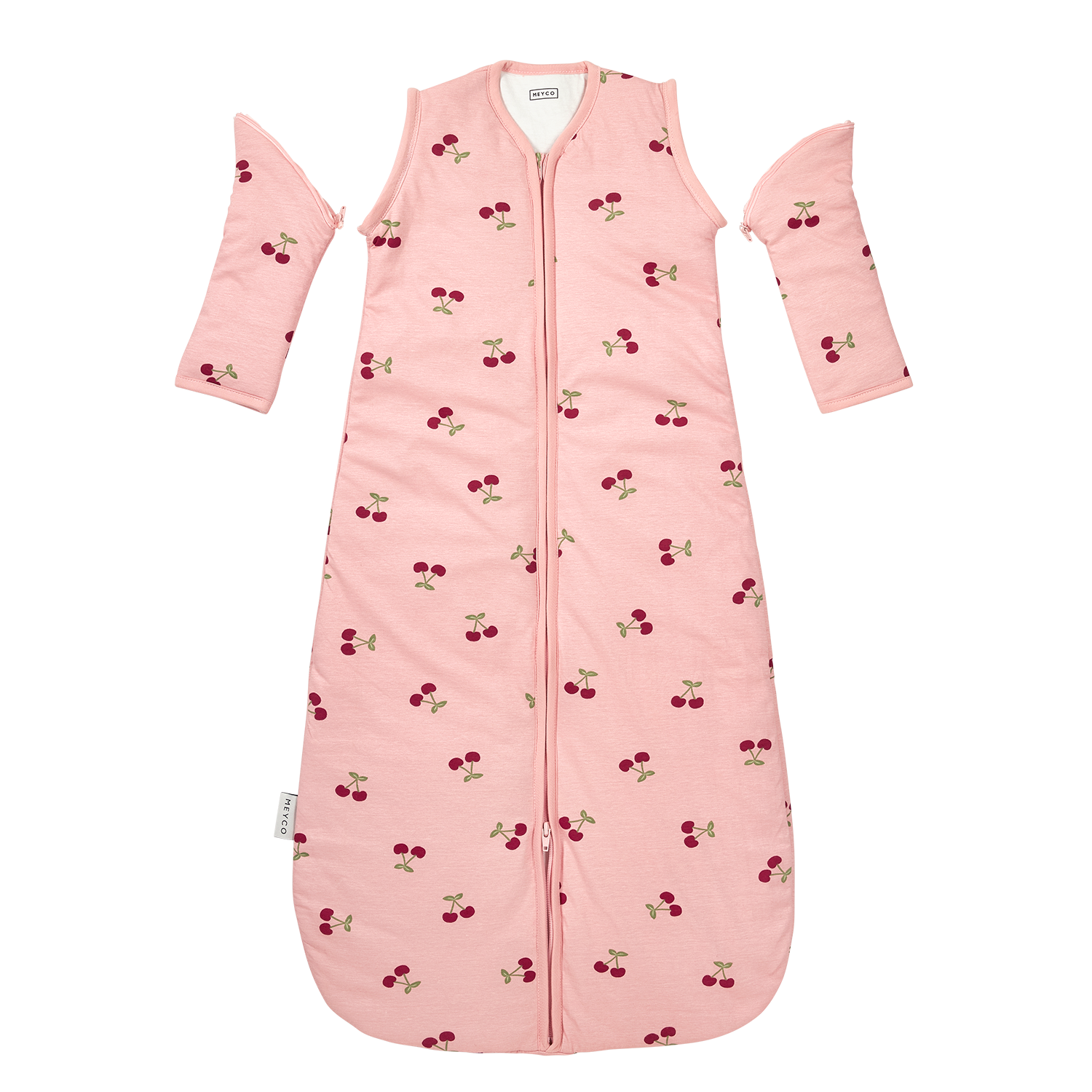Slaapzak gevoerd afritsbare mouw jersey - Cherry Soft Rose