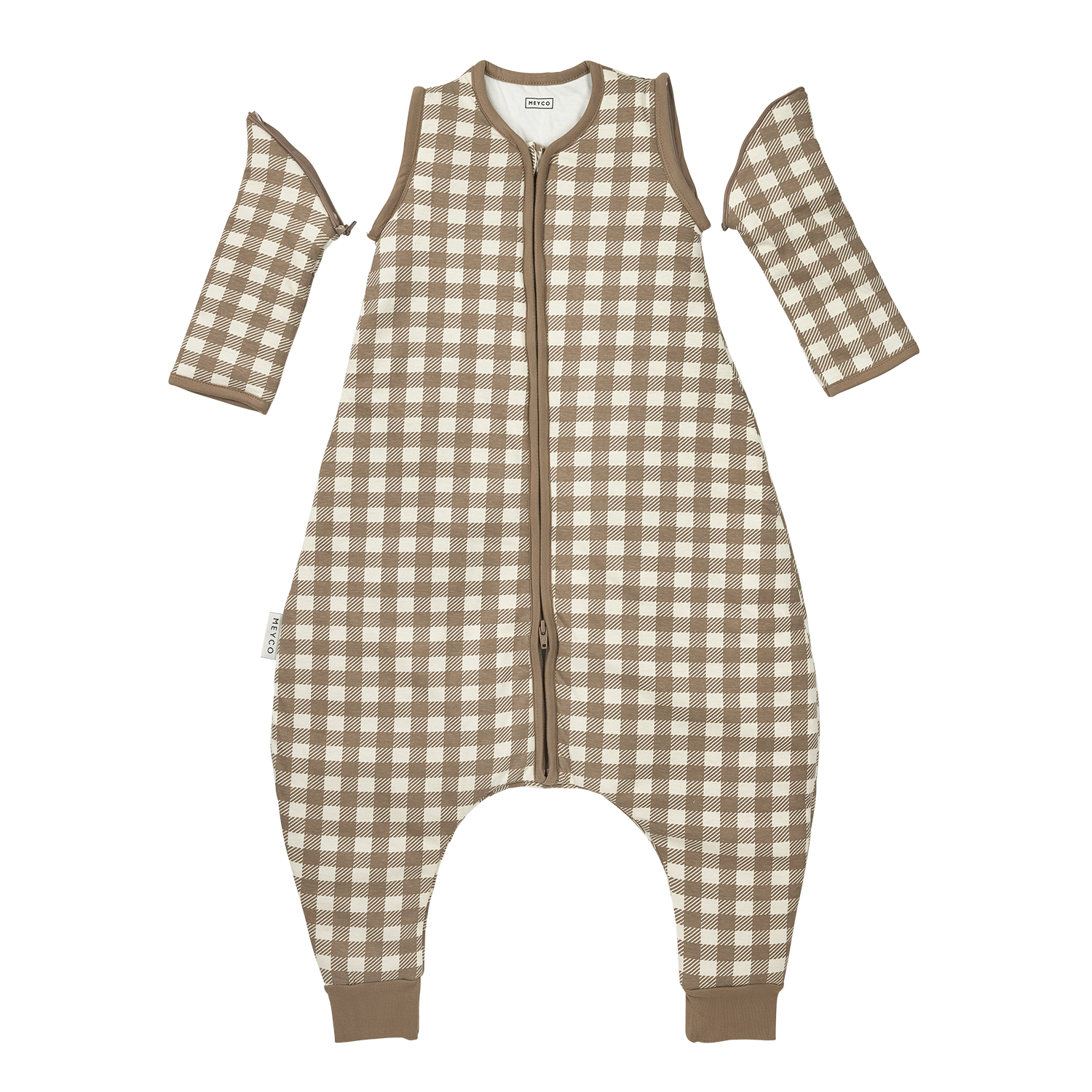 Jumper gevoerd afritsbare mouw jersey - Vichy Square Dark Taupe