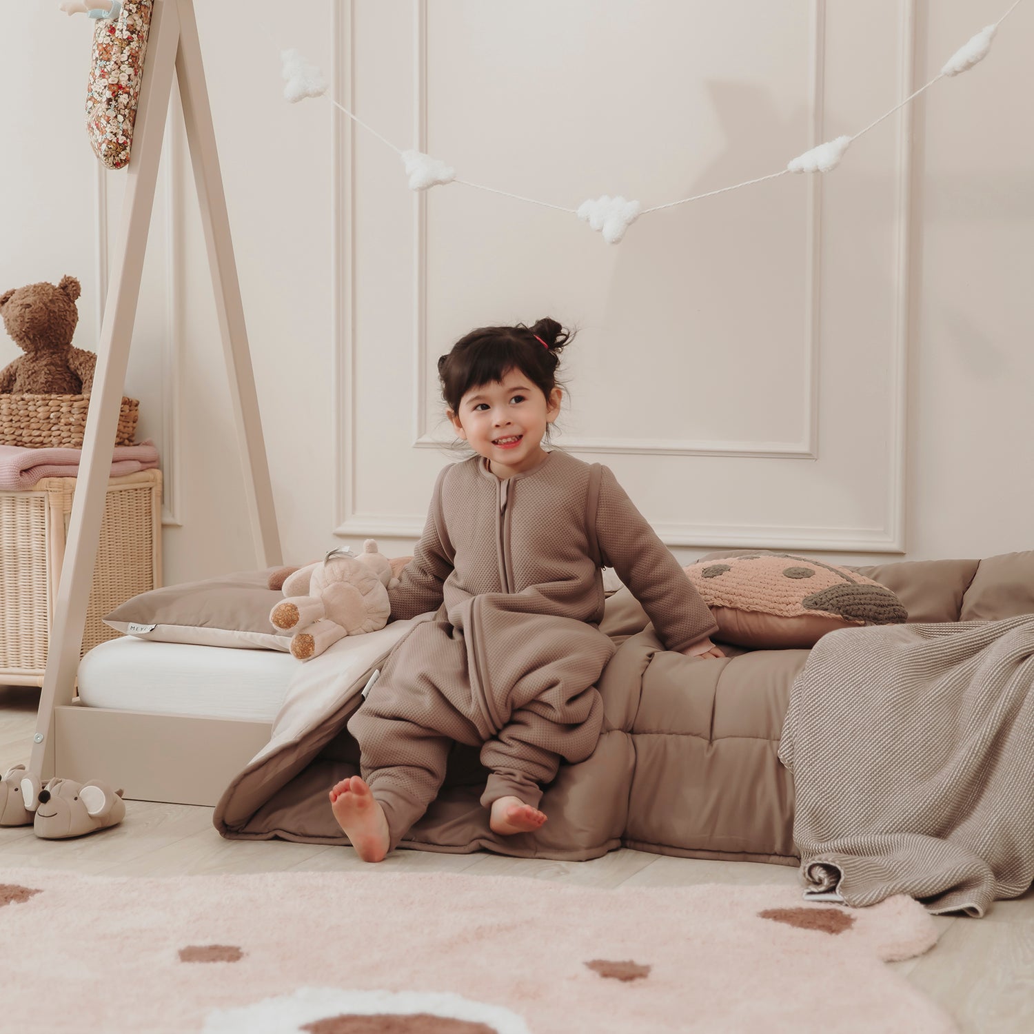 Wasbaar dekbed microvezel - Soft Sand/Dark Taupe
