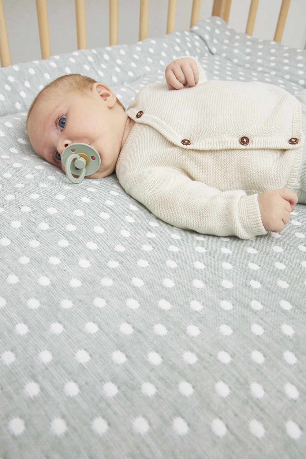 Boxkleed Little Dots - forest green - 80x100cm