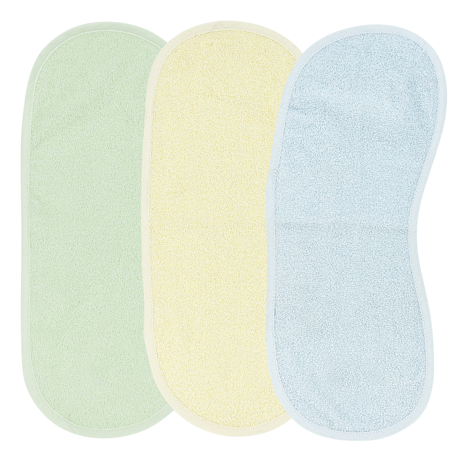 Basic Terry Burp Cloths Shoulder Model 3-pack  - Soft Mint/Soft Yellow/Light Blue - 53x20cm