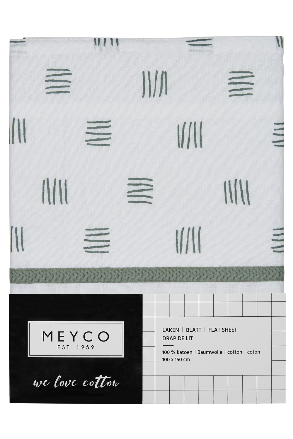 Ledikant laken Block Stripe - forest green - 100x150cm