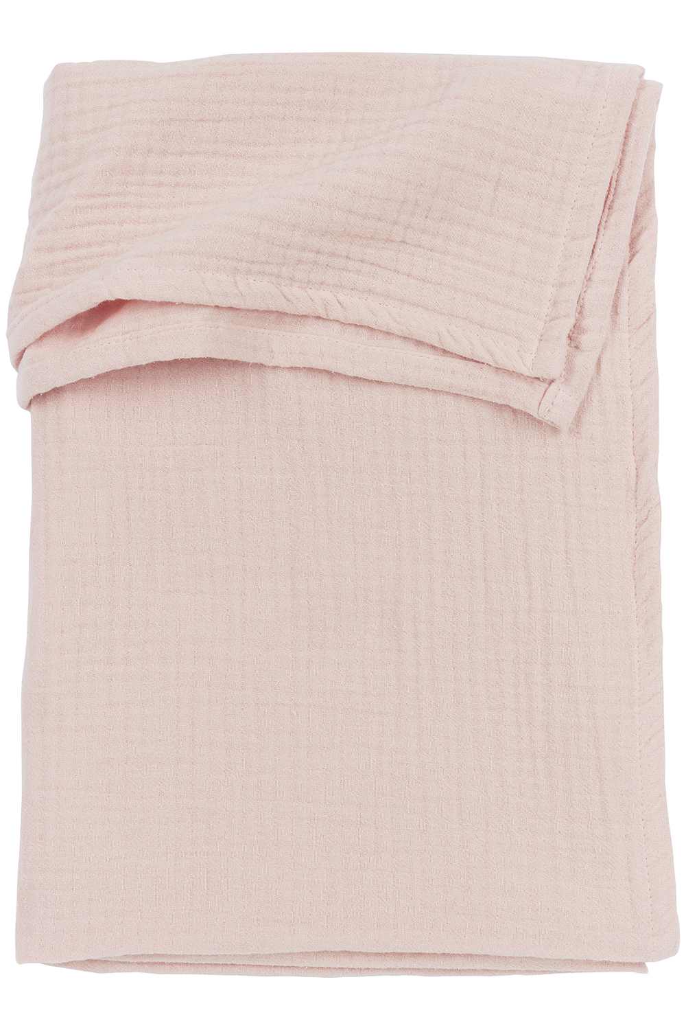 Cot bed sheet pre-washed muslin Uni - soft pink - 100x150cm - 0.3 TOG