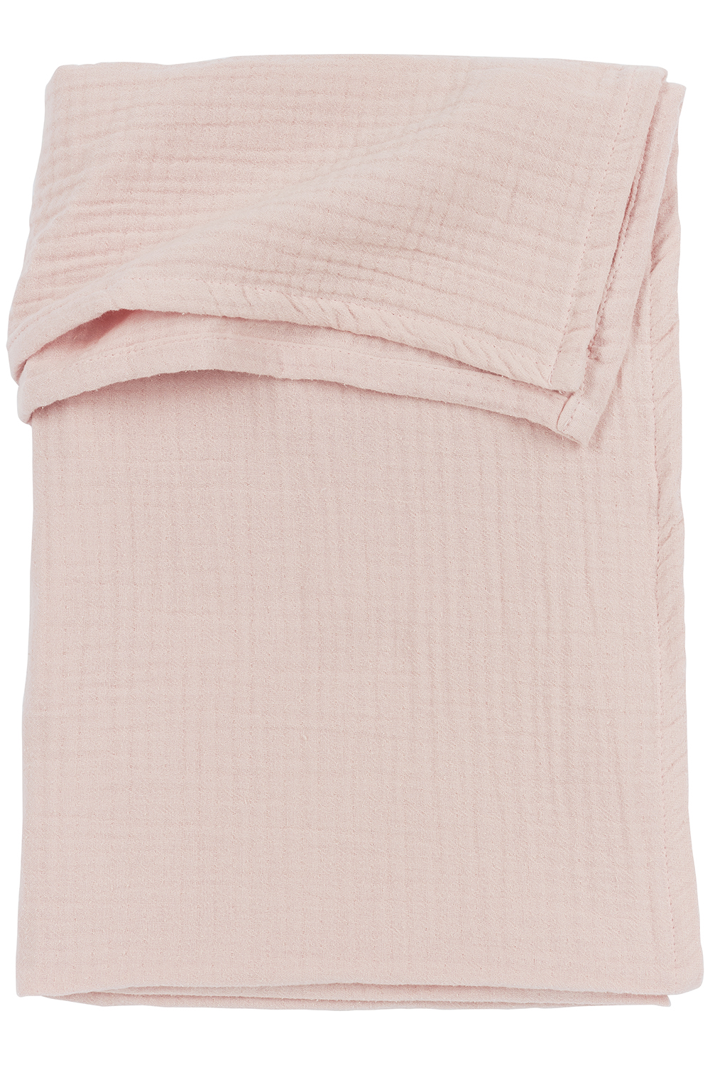 Cot bed sheet pre-washed muslin Uni - soft pink - 100x150cm