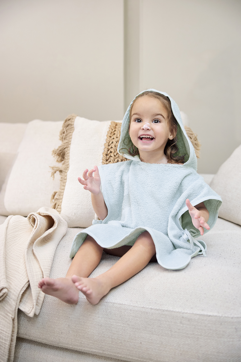 Badponcho badstof Wavy - grey blue - 1-3 jaar