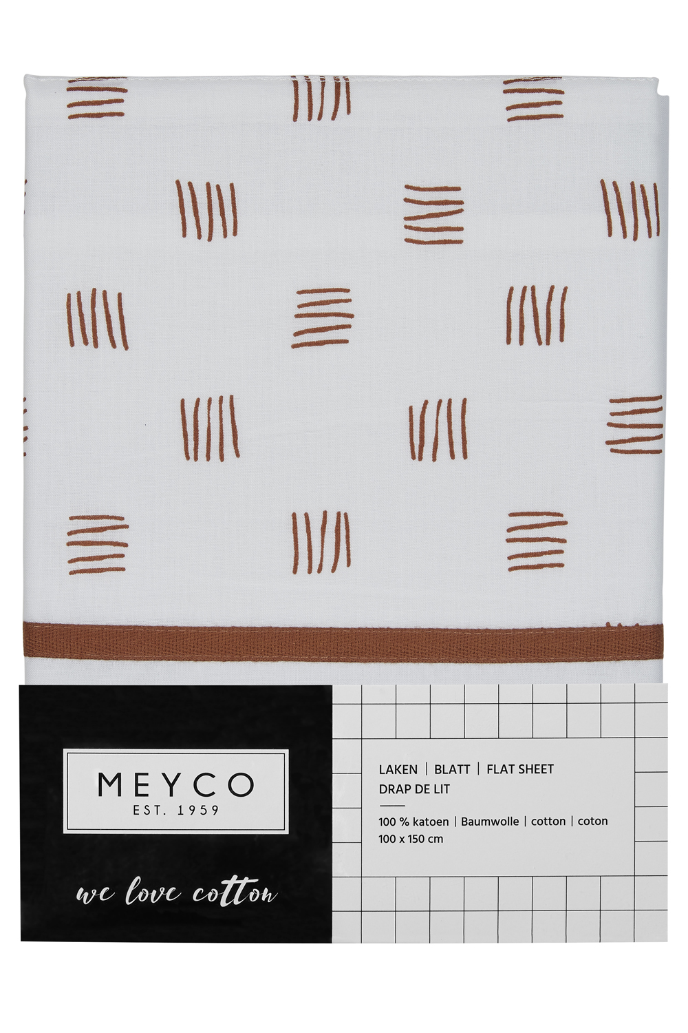 Ledikant laken Block Stripe - camel - 100x150cm