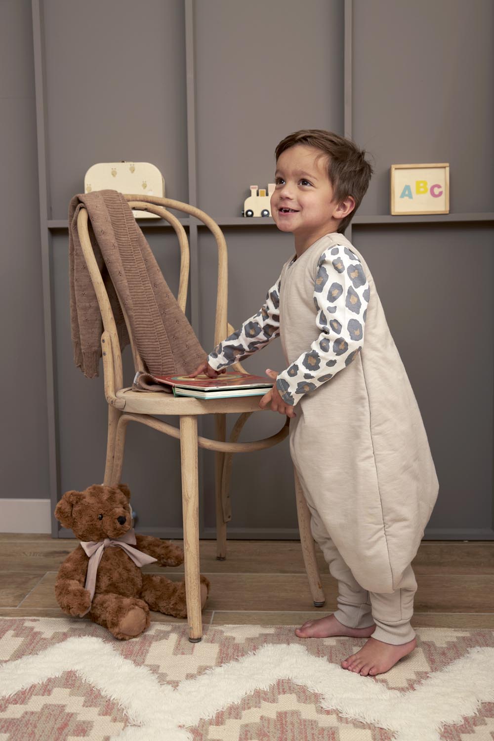 Baby winter slaapoverall jumper Slub - greige - 92cm - 2.0 TOG