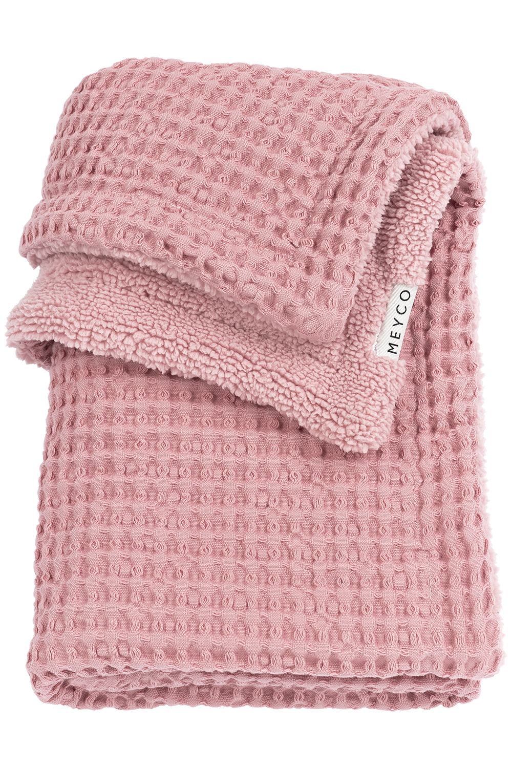 Cot bed blanket Waffle Teddy - old pink - 100x150cm