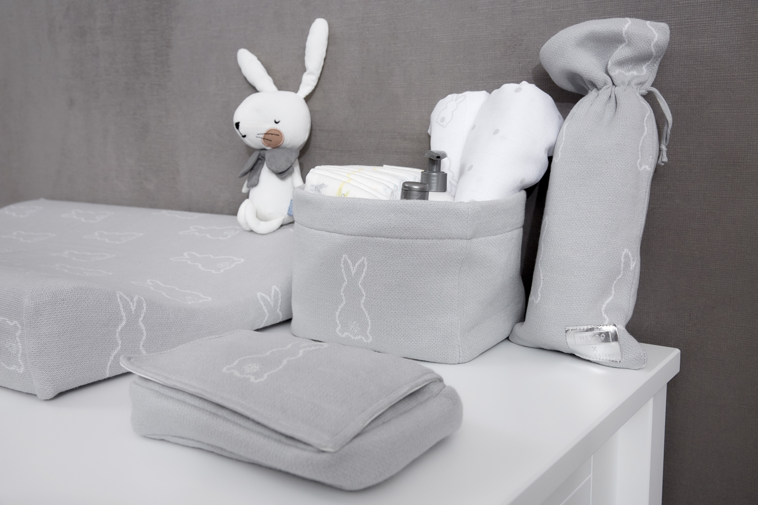 Hot water bottle cover Rabbit - silver