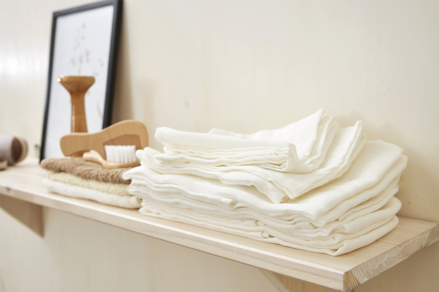 Washcloth 3-pack muslin Uni - white - 20x17cm