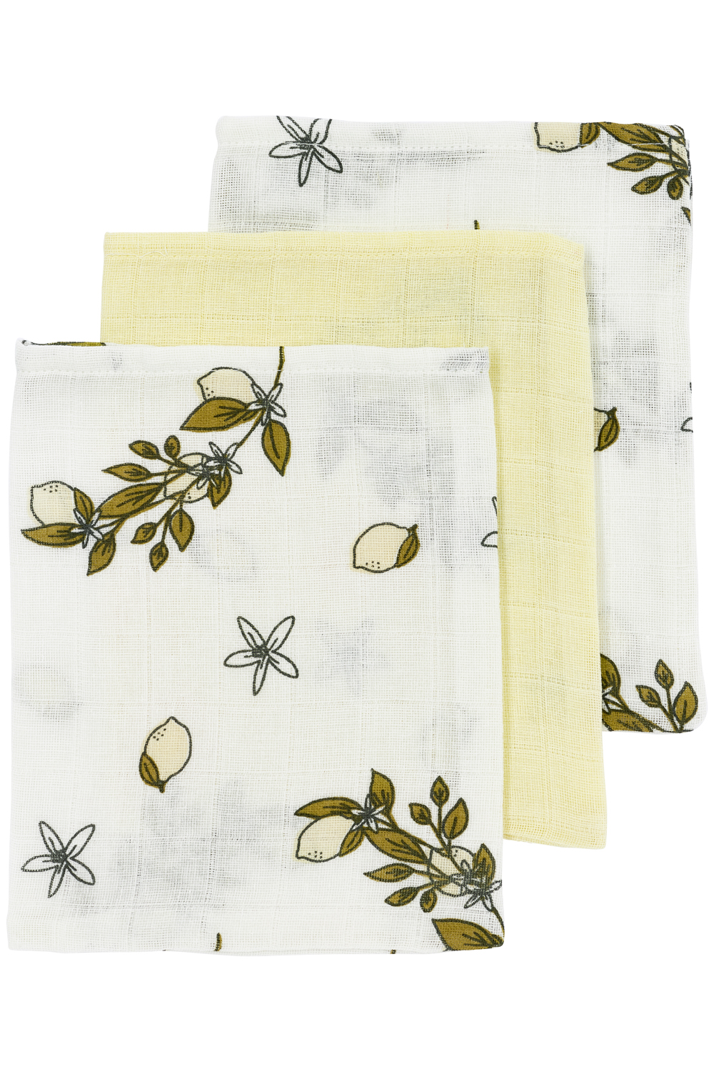 Muslin Washcloths 3-pack Lemon - Soft Yellow - 20x17cm