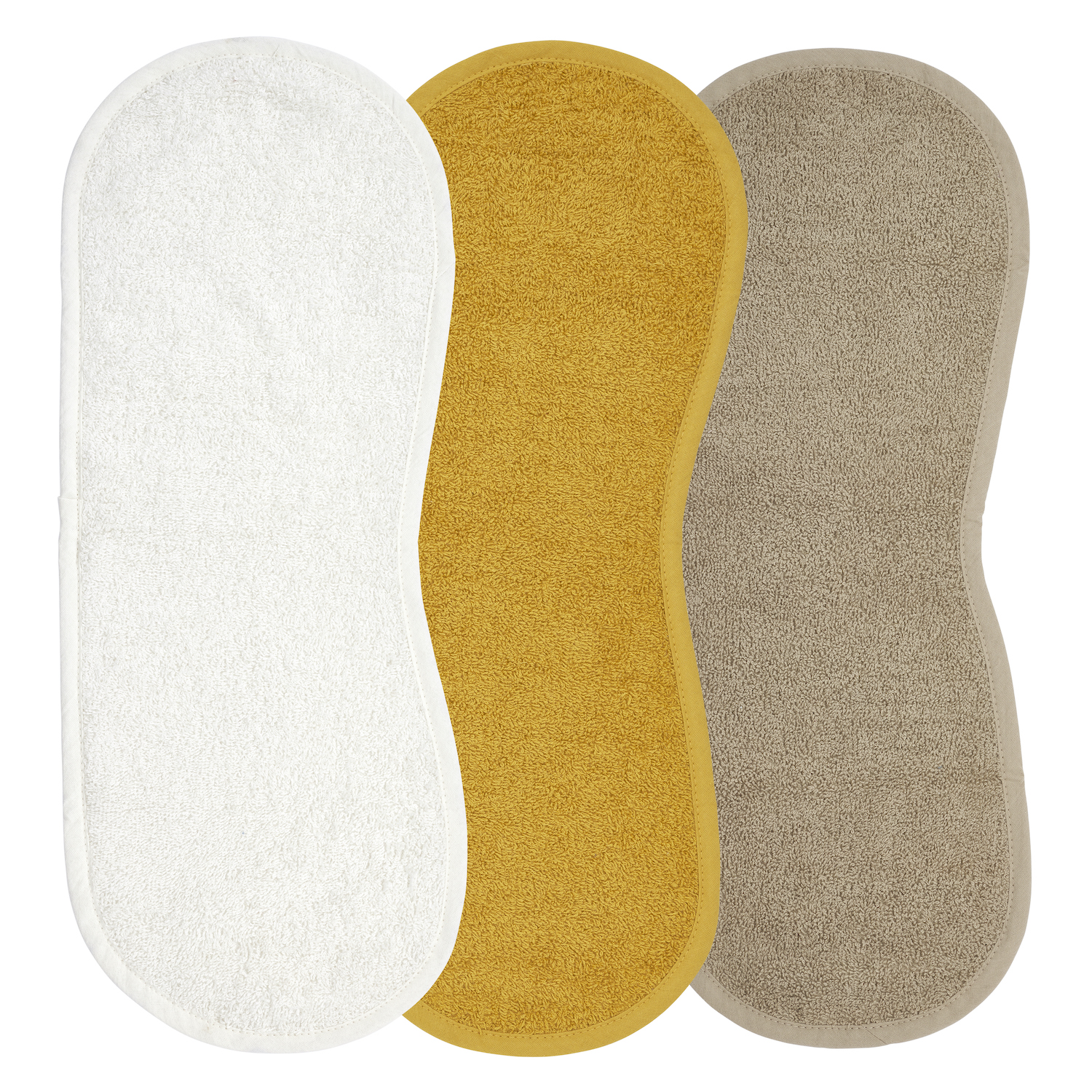 Basic Terry Burp Cloths Shoulder Model 3-pack  - Offwhite/Honey Gold/Taupe - 53x20cm