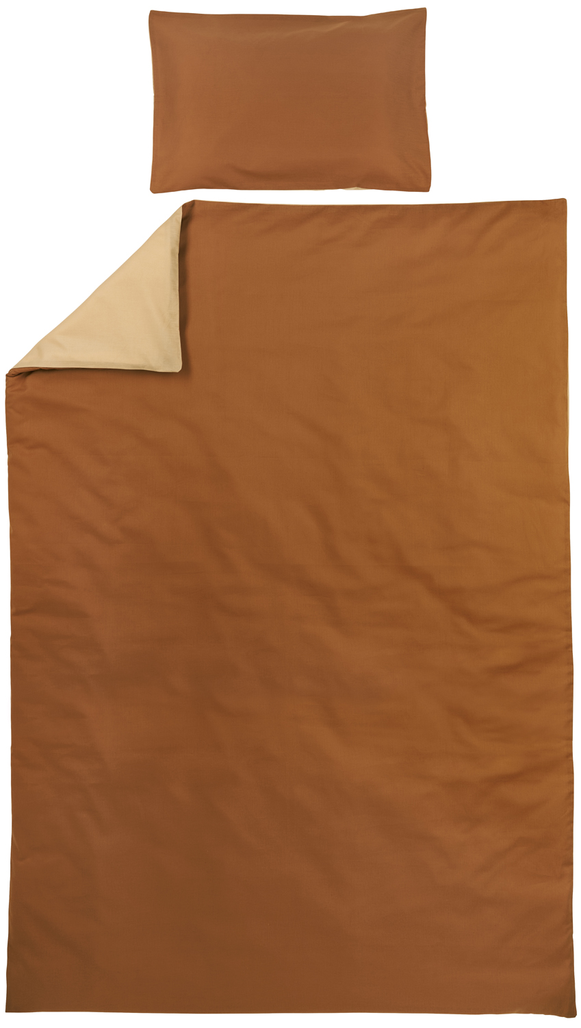 Dekbedovertrek eenpersoons Uni - camel/warm sand - 140x200/220cm