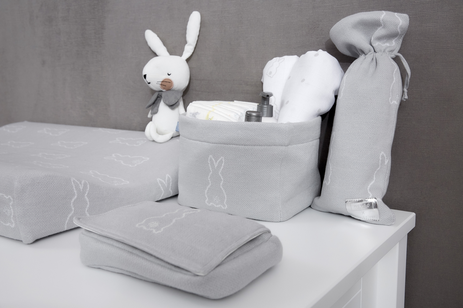 Nursery basket Rabbit - silver - Small