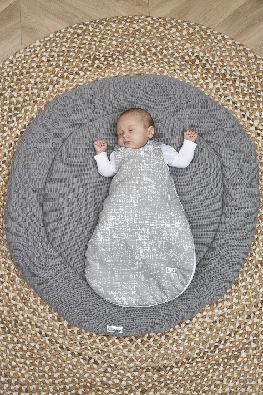 Playpen mattress round Knots - grey - ⌀95cm