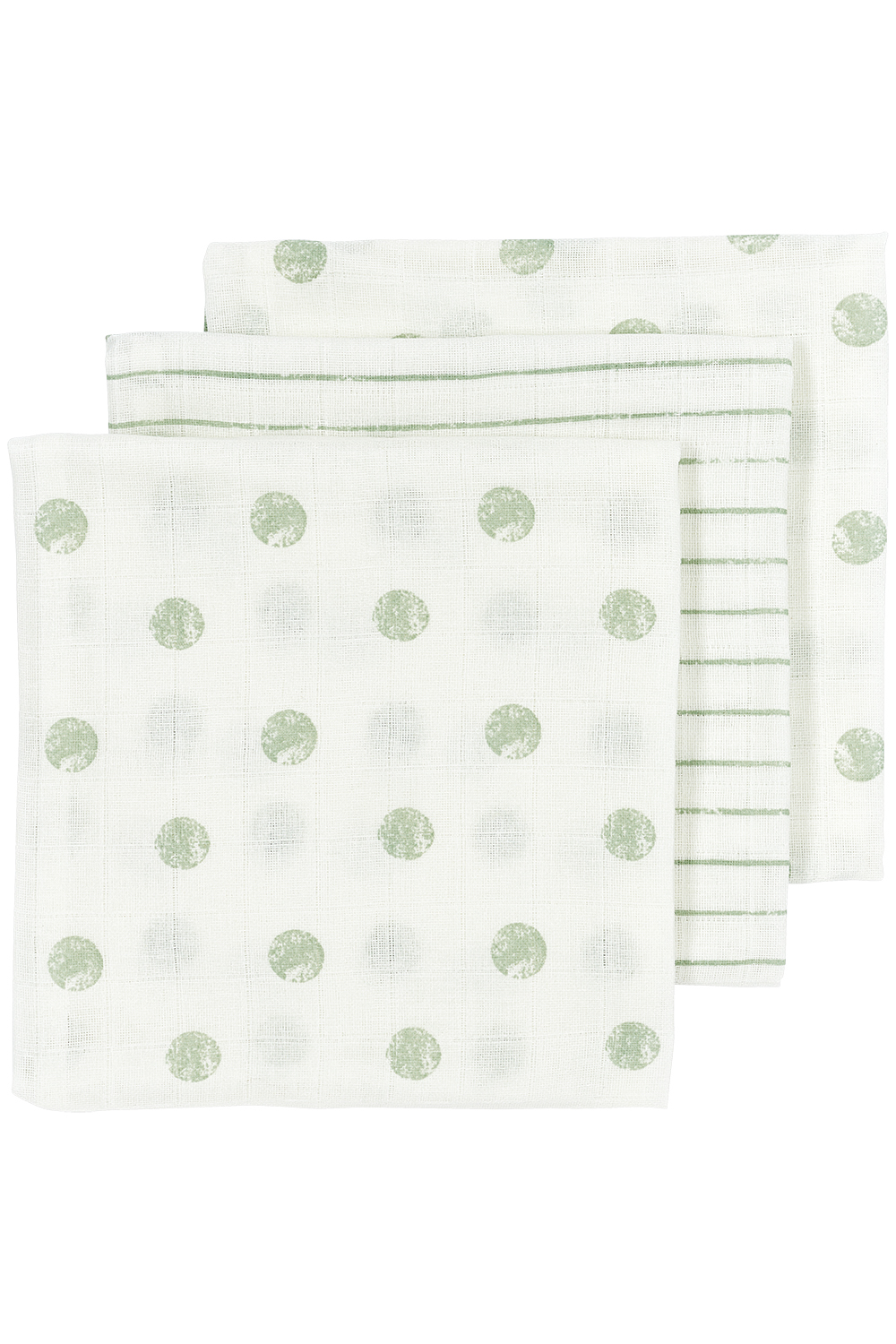 Musselin Mullwindeln 3er pack Dot Stripe - soft green - 70x70cm