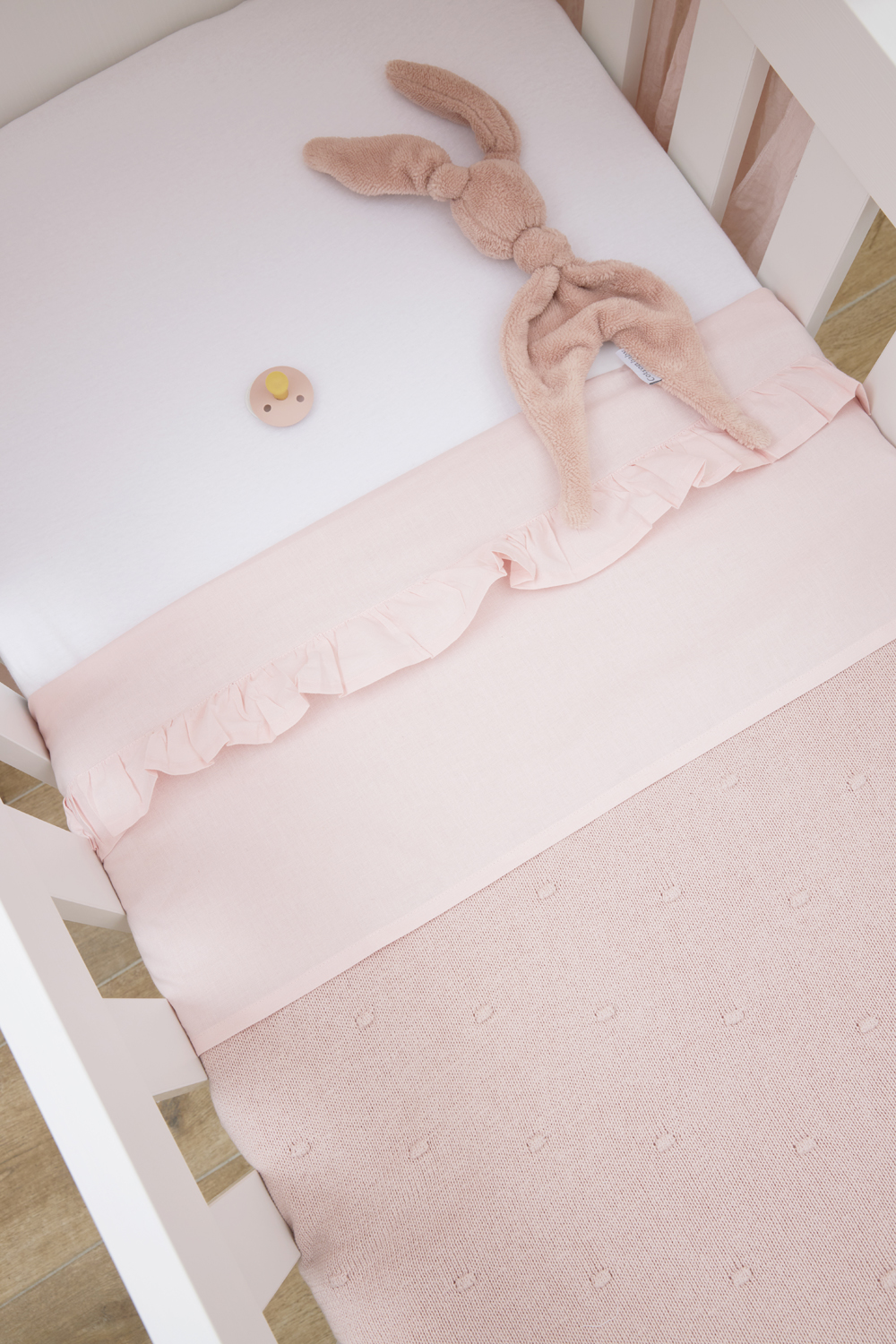 Wieglaken Ruffle - soft pink - 75x100cm