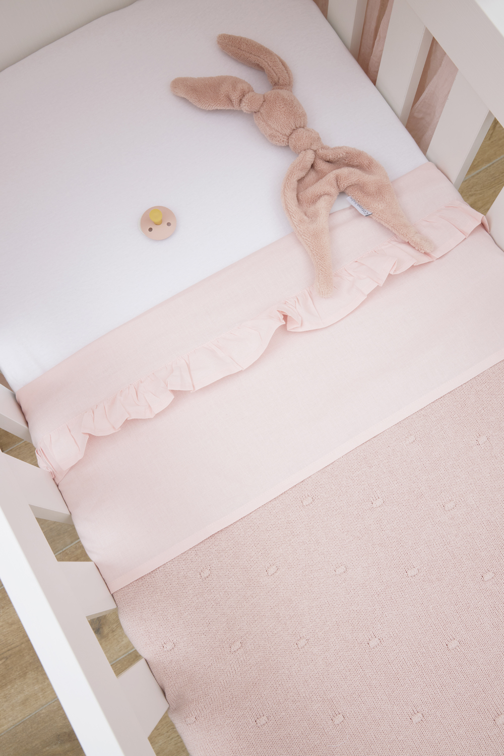 Crib sheet Ruffle - soft pink - 75X100cm