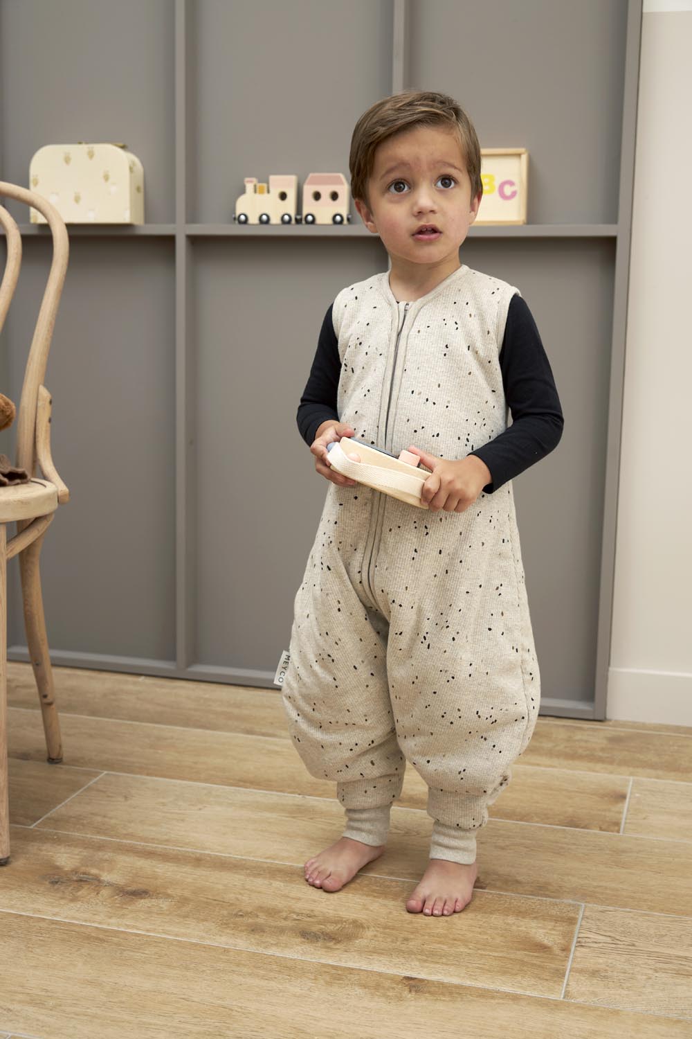 Baby winter sleep overall jumper Rib Mini Spot - sand melange - 80cm