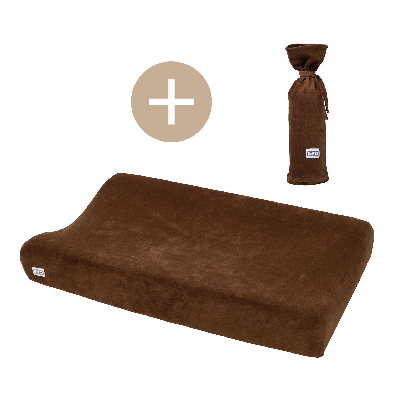 Changing mat cover + hot water bottle cover Velvet - chocolate - 50x70cm