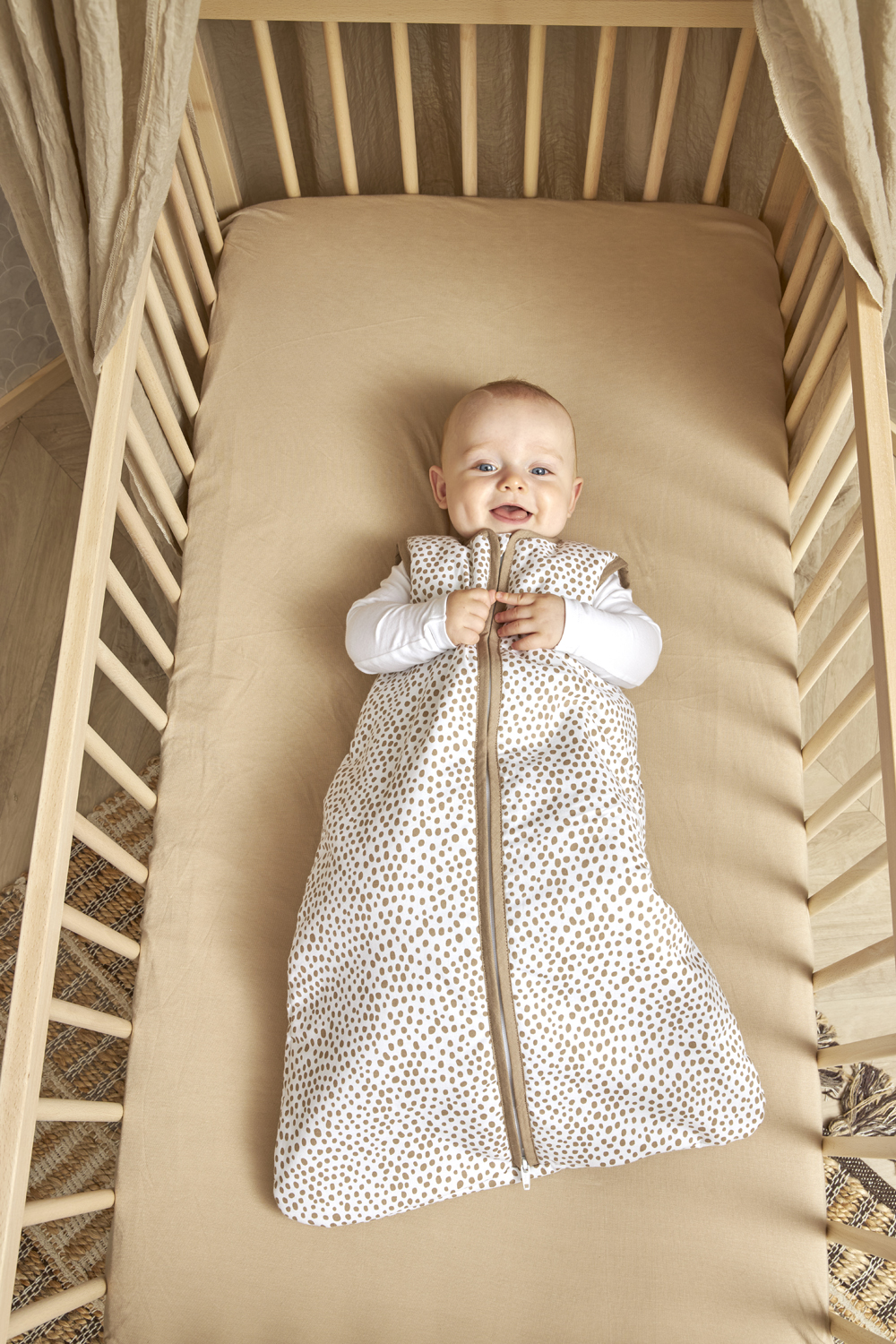 Baby slaapzak gevoerd Cheetah - taupe - 70cm