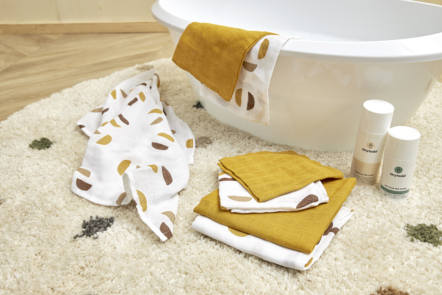 Monddoekjes 3-pack hydrofiel Shapes - honey gold - 30x30cm