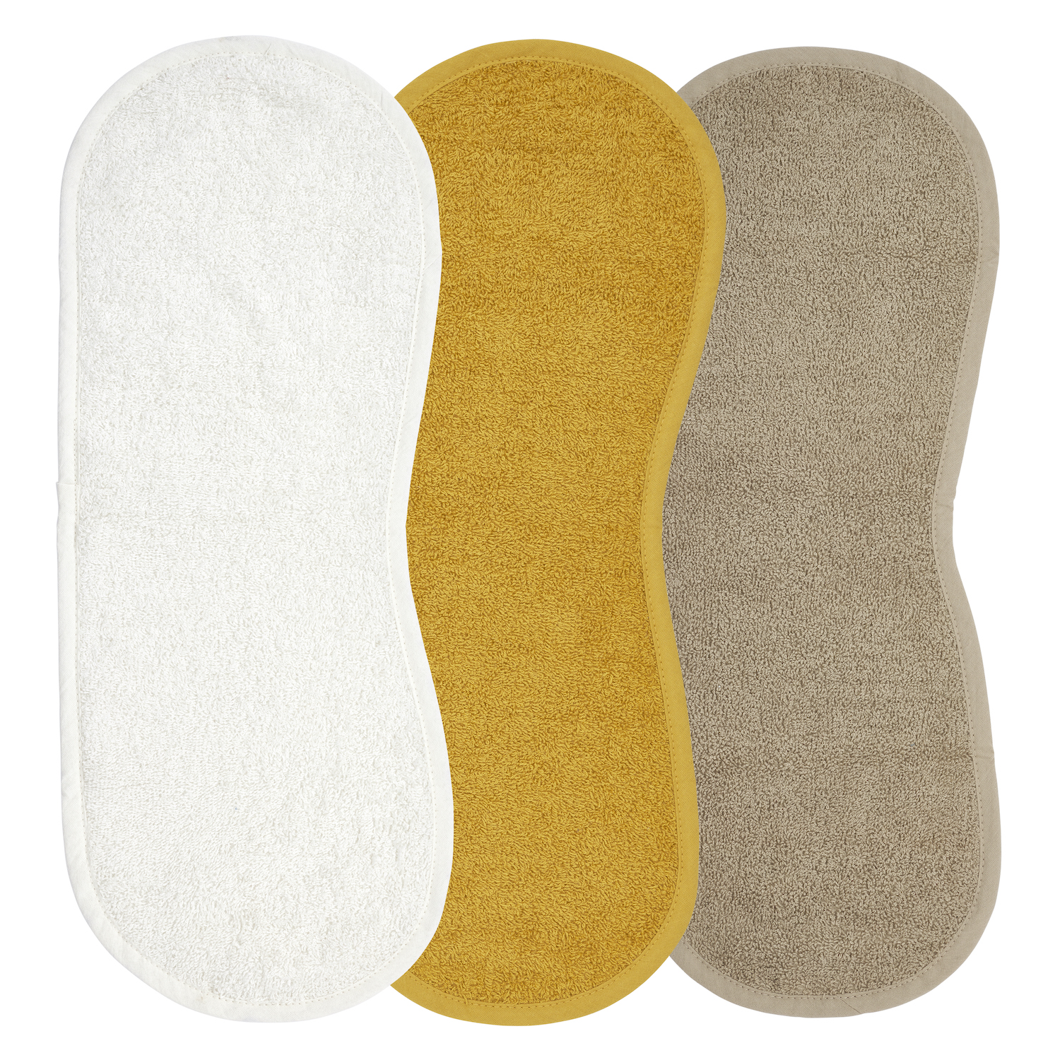 Spuugdoek 3-pack badstof Uni - offwhite/honey gold/taupe - 53x20cm