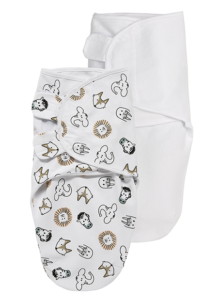 SwaddleMeyco 2-Pack Animal/Uni Wit - 0-3 Maand